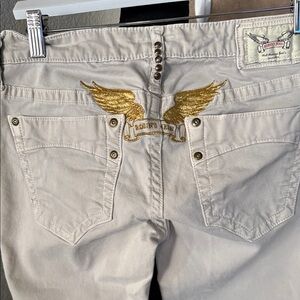 Robin's Jean Cream Skinny Jeans with Gold Accents